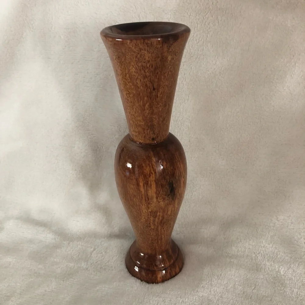 Glossy Wood Vase 8” Handmade Hand turned Artisan Decor